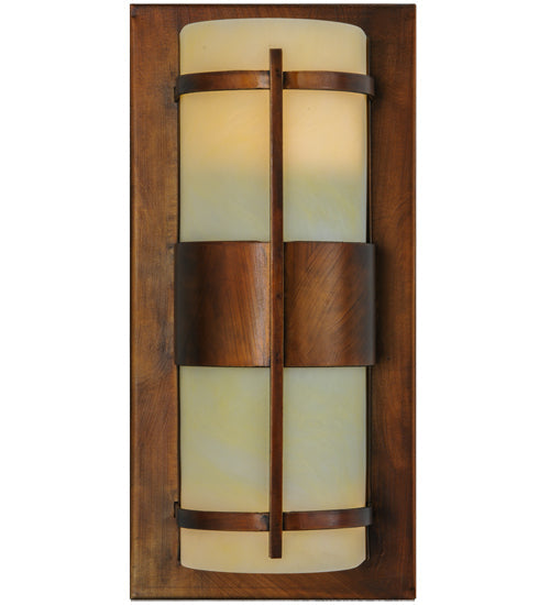 Meyda Lighting Manitowac 6" 2-Light LED Vintage Copper Wall Sconce With Botticino Idalight Shade Glass