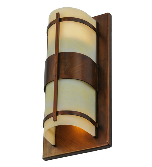 Meyda Lighting Manitowac 6" 2-Light LED Vintage Copper Wall Sconce With Botticino Idalight Shade Glass