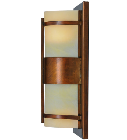 Meyda Lighting Manitowac 6" 2-Light LED Vintage Copper Wall Sconce With Botticino Idalight Shade Glass