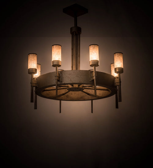 Meyda Lighting Mansfield 36" 8-Light Ombre Lavato Chandelier With Silver Mica Shade Glass