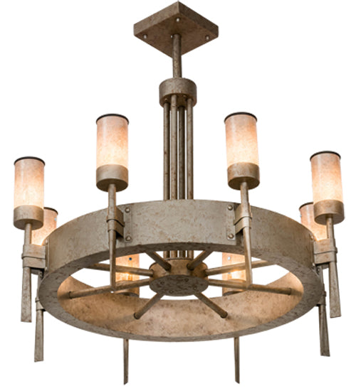 Meyda Lighting Mansfield 36" 8-Light Ombre Lavato Chandelier With Silver Mica Shade Glass