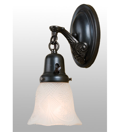 Meyda Lighting Mansfield 5" Craftsman Brown Stars Wall Sconce With White Shade Glass