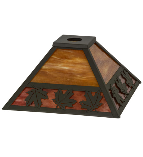 Meyda Lighting Maple Leaf 19" Oil Rubbed Bronze Frame With Honey and Brown Shade Glass