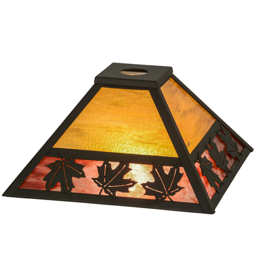 Meyda Lighting Maple Leaf 19" Oil Rubbed Bronze Frame With Honey and Brown Shade Glass