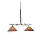 Meyda Lighting Maple Leaf 42" 2-Light Burnished Antique Copper Island Pendant Light With Ruby & Beige Shade Glass
