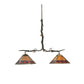 Meyda Lighting Maple Leaf 42" 2-Light Burnished Antique Copper Island Pendant Light With Ruby & Beige Shade Glass