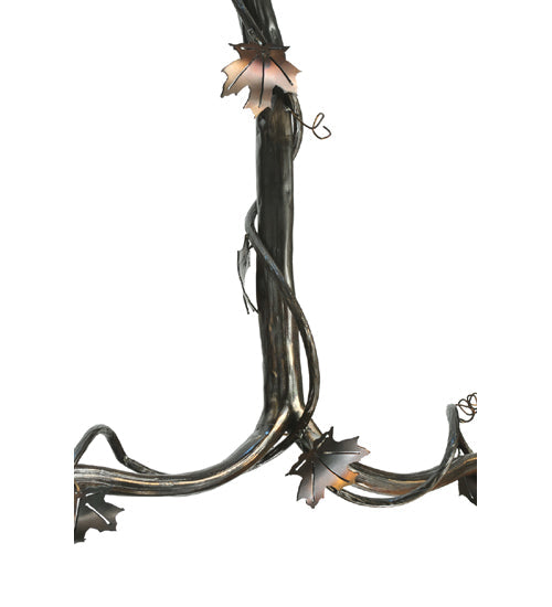 Meyda Lighting Maple Leaf 42" 2-Light Burnished Antique Copper Island Pendant Light With Ruby & Beige Shade Glass