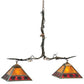 Meyda Lighting Maple Leaf 42" 2-Light Burnished Antique Copper Island Pendant Light With Ruby & Beige Shade Glass
