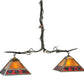 Meyda Lighting Maple Leaf 42" 2-Light Burnished Antique Copper Island Pendant Light With Ruby & Beige Shade Glass