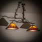 Meyda Lighting Maple Leaf 42" 2-Light Light Burnished Antique Copper Island Pendant Light With Honey & Burgundy Art Shade Glass
