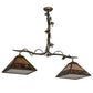 Meyda Lighting Maple Leaf 42" 2-Light Light Burnished Antique Copper Island Pendant Light With Honey & Burgundy Art Shade Glass