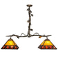 Meyda Lighting Maple Leaf 42" 2-Light Light Burnished Antique Copper Island Pendant Light With Honey & Burgundy Art Shade Glass