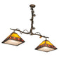 Meyda Lighting Maple Leaf 42" 2-Light Light Burnished Antique Copper Island Pendant Light With Honey & Burgundy Art Shade Glass