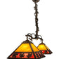 Meyda Lighting Maple Leaf 42" 2-Light Light Burnished Antique Copper Island Pendant Light With Honey & Burgundy Art Shade Glass