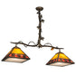 Meyda Lighting Maple Leaf 42" 2-Light Light Burnished Antique Copper Island Pendant Light With Honey & Burgundy Art Shade Glass