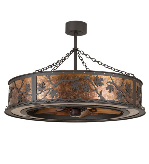 Meyda Lighting Maple Leaf 44" 8-Light Oil Rubbed Bronze Chandelier With Amber Mica Shade Glass and Fan