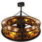 Meyda Lighting Maple Leaf 44" 8-Light Oil Rubbed Bronze Chandelier With Amber Mica Shade Glass and Fan