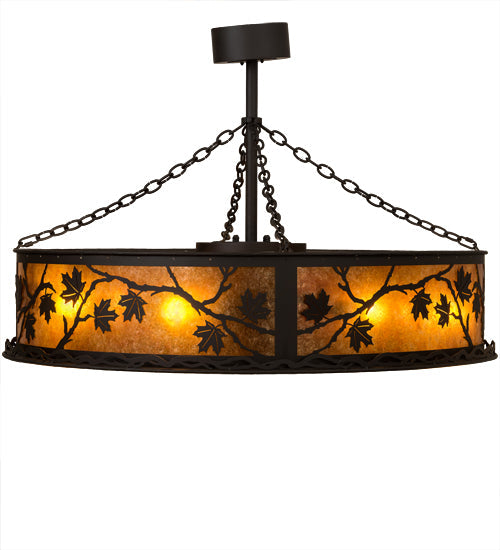 Meyda Lighting Maple Leaf 44" 8-Light Oil Rubbed Bronze Chandelier With Amber Mica Shade Glass and Fan