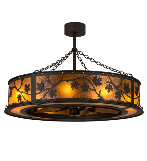 Meyda Lighting Maple Leaf 44" 8-Light Oil Rubbed Bronze Chandelier With Amber Mica Shade Glass and Fan