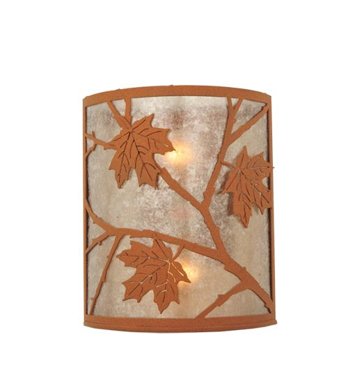 Meyda Lighting Maple Leaf 5" 2-Light Earth Wall Sconce With Silver Mica Shade Glass
