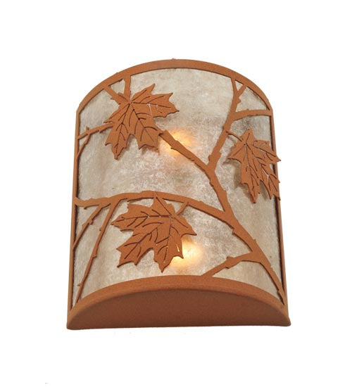 Meyda Lighting Maple Leaf 5" 2-Light Earth Wall Sconce With Silver Mica Shade Glass
