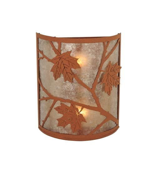 Meyda Lighting Maple Leaf 5" 2-Light Earth Wall Sconce With Silver Mica Shade Glass