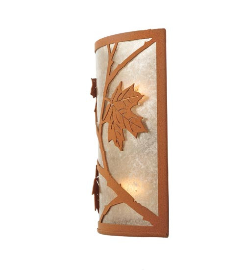 Meyda Lighting Maple Leaf 5" 2-Light Earth Wall Sconce With Silver Mica Shade Glass