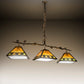 Meyda Lighting Maple Leaf 66" 3-Light Light Burnished Antique Copper Island Pendant Light With Multi-Colored Shade Glass