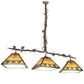 Meyda Lighting Maple Leaf 66" 3-Light Light Burnished Antique Copper Island Pendant Light With Multi-Colored Shade Glass