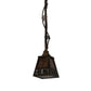 Meyda Lighting Maple Leaf 9" Light Burnished Antique Copper Mini Pendant Light With Amber Mica & Greenish Brown Art Shade Glass