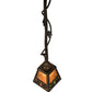 Meyda Lighting Maple Leaf 9" Light Burnished Antique Copper Mini Pendant Light With Amber Mica & Greenish Brown Art Shade Glass