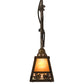 Meyda Lighting Maple Leaf 9" Light Burnished Antique Copper Mini Pendant Light With Amber Mica & Greenish Brown Art Shade Glass