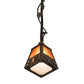 Meyda Lighting Maple Leaf 9" Light Burnished Antique Copper Mini Pendant Light With Amber Mica & Greenish Brown Art Shade Glass