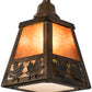 Meyda Lighting Maple Leaf 9" Light Burnished Antique Copper Mini Pendant Light With Amber Mica & Greenish Brown Art Shade Glass