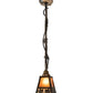 Meyda Lighting Maple Leaf 9" Light Burnished Antique Copper Mini Pendant Light With Amber Mica & Greenish Brown Art Shade Glass