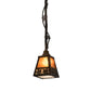 Meyda Lighting Maple Leaf 9" Light Burnished Antique Copper Mini Pendant Light With Amber Mica & Greenish Brown Art Shade Glass