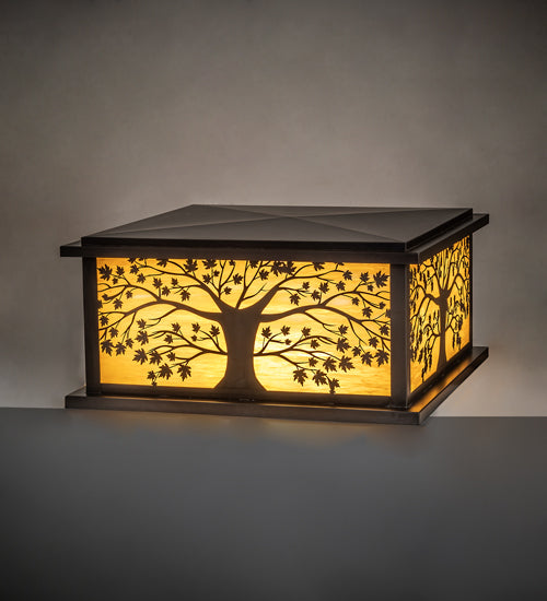 Meyda Lighting Maple Tree 48" 4-Light Craftsman Brown Outdoor Pier Mount Light With Honey Art Shade Glass