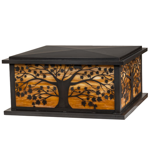 Meyda Lighting Maple Tree 48" 4-Light Craftsman Brown Outdoor Pier Mount Light With Honey Art Shade Glass