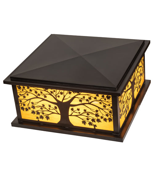 Meyda Lighting Maple Tree 48" 4-Light Craftsman Brown Outdoor Pier Mount Light With Honey Art Shade Glass