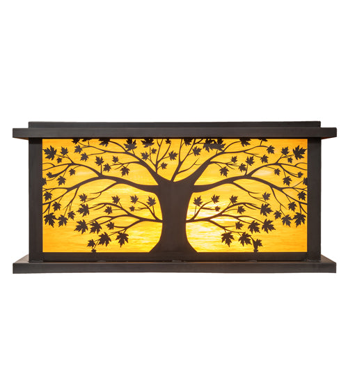 Meyda Lighting Maple Tree 48" 4-Light Craftsman Brown Outdoor Pier Mount Light With Honey Art Shade Glass
