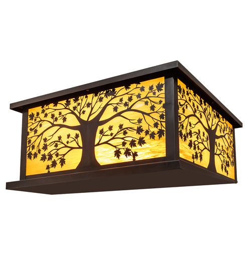 Meyda Lighting Maple Tree 48" 4-Light Craftsman Brown Outdoor Pier Mount Light With Honey Art Shade Glass