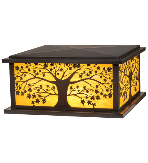 Meyda Lighting Maple Tree 48" 4-Light Craftsman Brown Outdoor Pier Mount Light With Honey Art Shade Glass