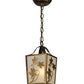 Meyda Lighting Maple Vine 9" Antique Copper Mini Pendant Light With Frosted Seeded Shade Glass
