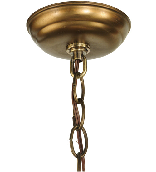 Meyda Lighting Maple Vine 9" Antique Copper Mini Pendant Light With Frosted Seeded Shade Glass