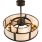 Meyda Lighting Maplewood 32" 8-Light Timeless Bronze Smythe Craftsman Pendant Light With Beige Linen & Amber Shade Glass