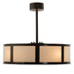 Meyda Lighting Maplewood 32" 8-Light Timeless Bronze Smythe Craftsman Pendant Light With Beige Linen & Amber Shade Glass