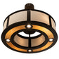 Meyda Lighting Maplewood 32" 8-Light Timeless Bronze Smythe Craftsman Pendant Light With Beige Linen & Amber Shade Glass