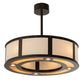 Meyda Lighting Maplewood 32" 8-Light Timeless Bronze Smythe Craftsman Pendant Light With Beige Linen & Amber Shade Glass