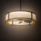 Meyda Lighting Maplewood 37" LED Nickel Chandelier With Eggshell Textrene & Faux Maplewood Shade and Fan