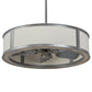Meyda Lighting Maplewood 37" LED Nickel Chandelier With Eggshell Textrene & Faux Maplewood Shade and Fan
